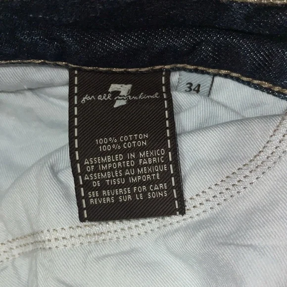 7 For All Mankind A Pocket Bootcut Blue Straight Jeans Size 34 - Picture 10 of 12